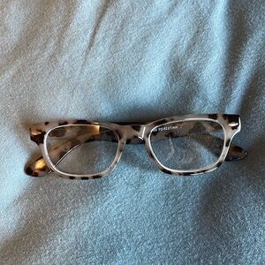Peepers blue light square glasses gray tortoise magnification strength 0x